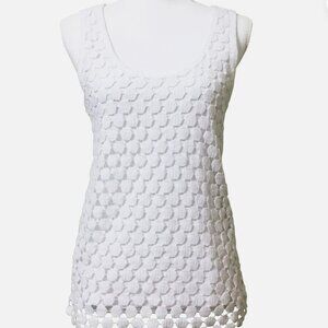 J. Crew Crochet Tank Top XS White Cotton Layered Embellished